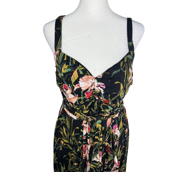 Anthropologie Maeve Gabriela Ruffled Black Floral Maxi Sweetheart Neck Dress L - Picture 9 of 16